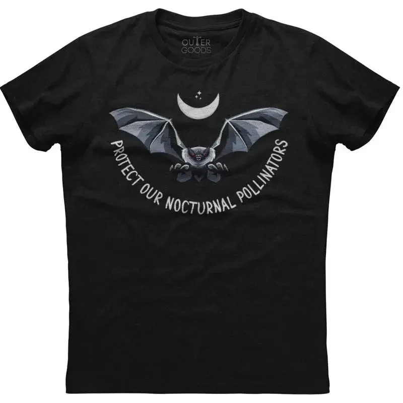 Protect Our Nocturnal Pollinators Bat Mens  Cotton Black T shirt
