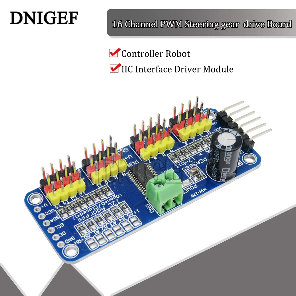 DNIGEF 1 PCS  PCA9685 16 Channel 2 12-bit PWM Servo Motor Driver I2C Module Robot