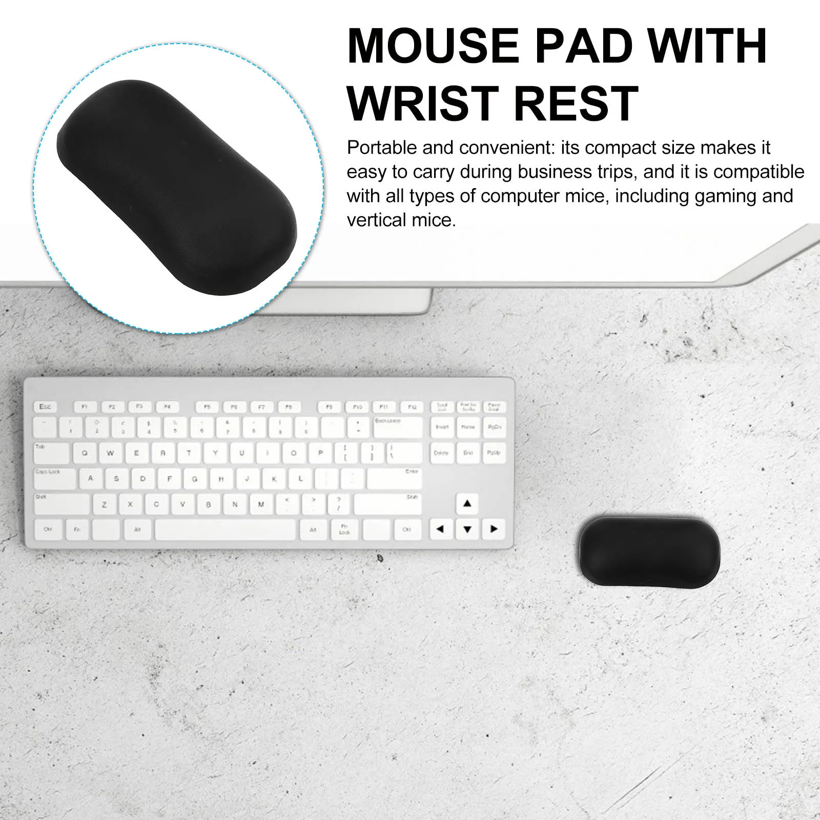

Mouse Wrist Pad Round Pu Silicone Ergonomic Non-Slip Comfortable Support For Office Home Gaming Laptop Desktop Portable