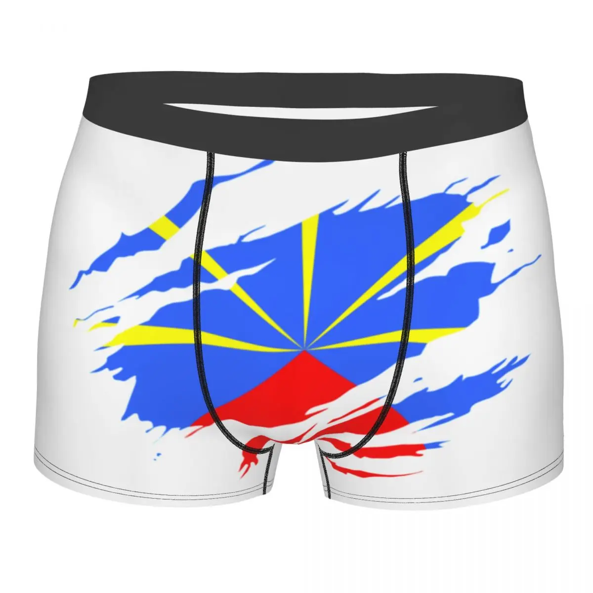 

Мужские сексуальные трусы-боксеры с принтом флага острова Реюньон в стиле рваного флага, на заказ