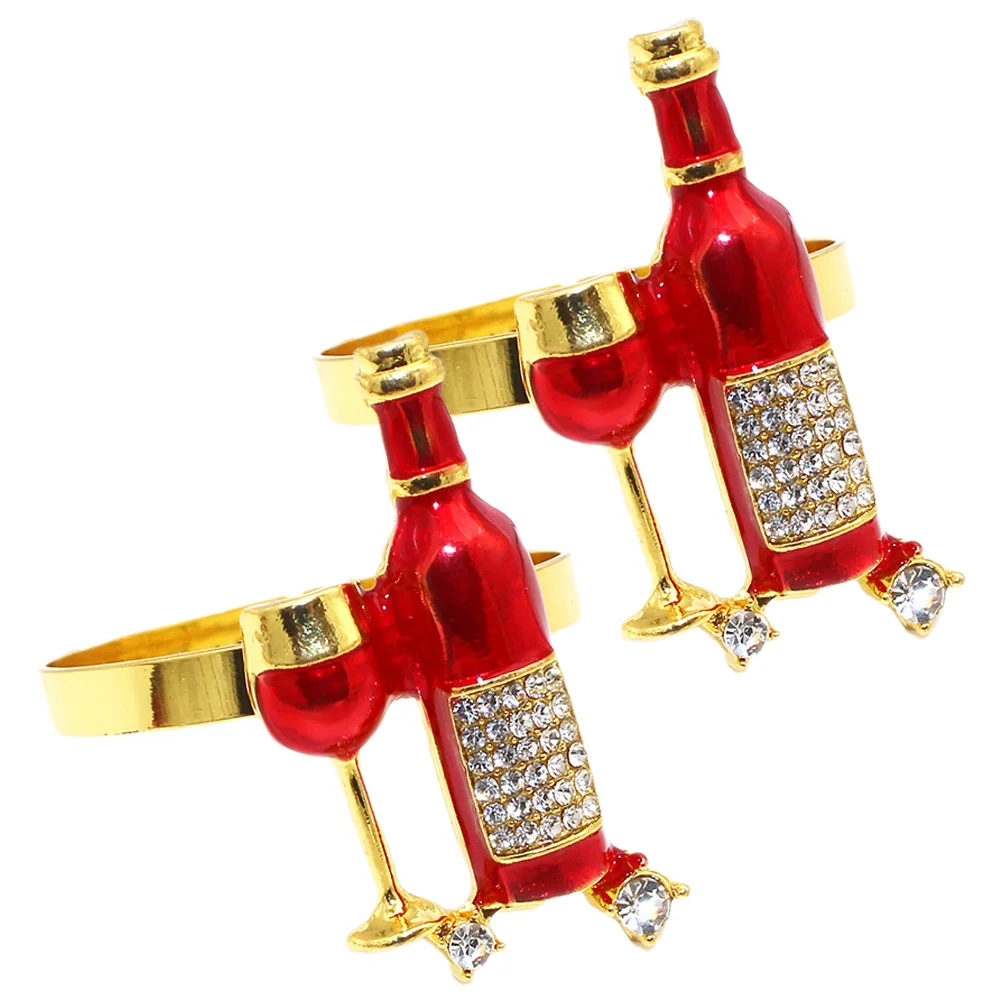 

2Pcs Elegant Napkin Ring Set Delicate Metal Serviette Buckles for Home Bar Restaurant Banquet Table Decoration
