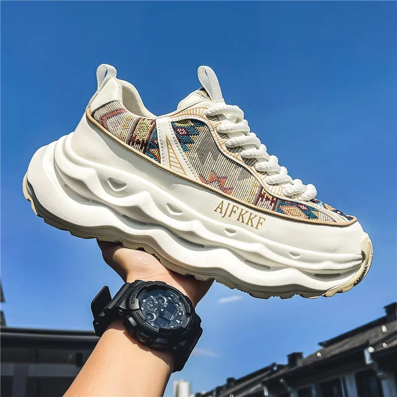 

Chunky Sneakers Mens Designer Soft Sole Running Shoes Fashion Non-slip Casual Breathable Male Height Increased Platform Shoes