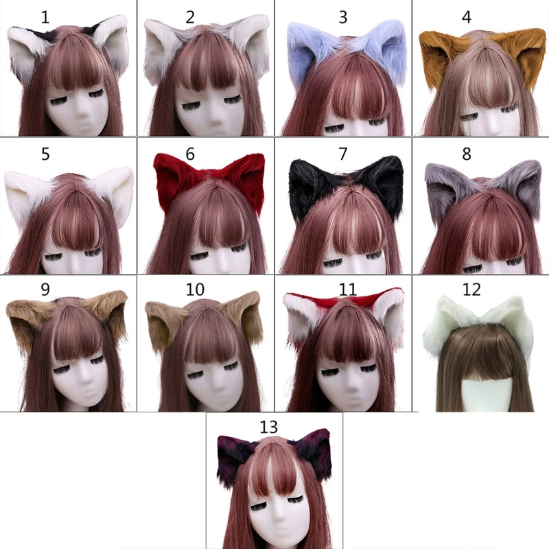 Słodki piękny futrzany zwierzę uszy bestii spinki do włosów Anime wilk dla kota Cosplay pluszowe spinki kostium na