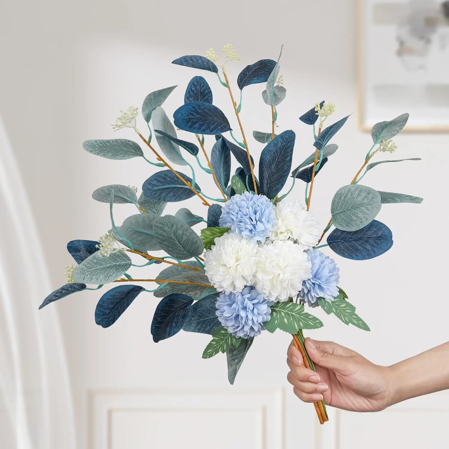 Fake Artificial Flowers Bouquet Silk Floral Arrangements Faux Flowers Plant Wedding Bride Bouquets Tables Centerpieces for Home image 4
