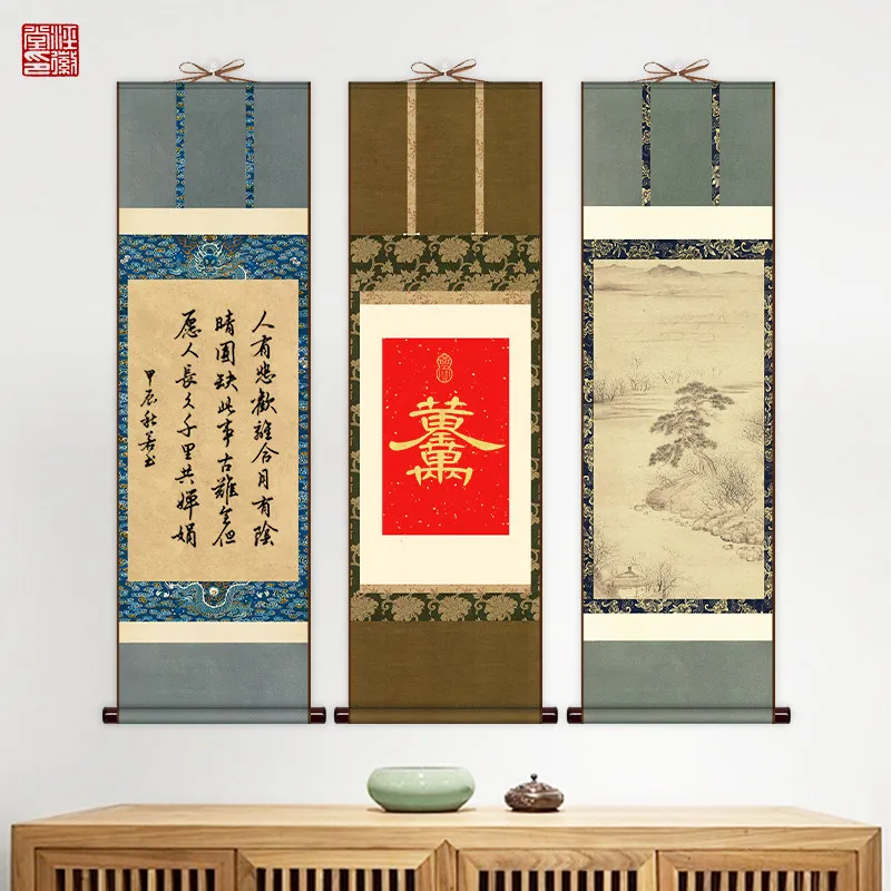 Semi-Raw Xuan Paper Mounted Hanging Scroll Traditional Chinese Rice Paper Scroll Ink Calligraphy Landscape Painting Practice