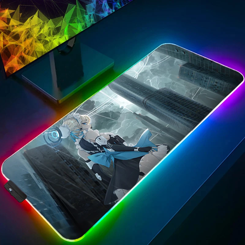Anime Mousepad Blue Archive Asuma Toki Desk Mat RGB Office PC Computer Accessories Mouse Pad LED Laptop Gaming Cute Keyboard Pad