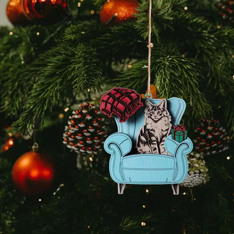 Cat Christmas Ornament Creative Cat Armchair Christmas Decor Interchangeable Cat Armchair Christmas Ornament Charming Christmas