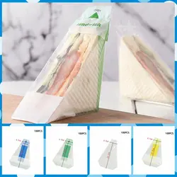 100Pcs Triangle Disposable Sandwich Packaging Bag Plastic Transparent Sandwich Wrappers Thicken Easy To Tear Bread Bags