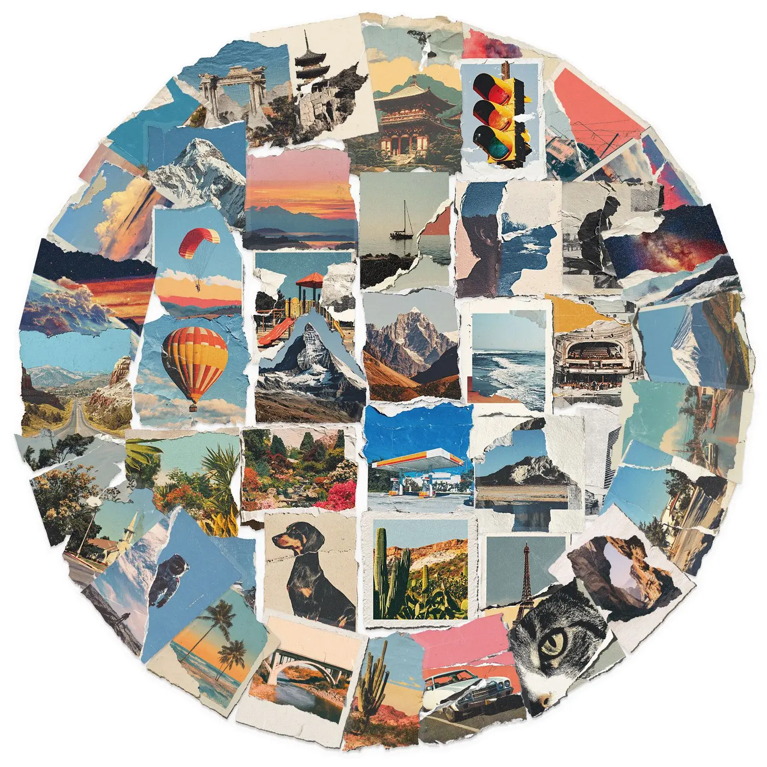 

10/50PCS Aesthetic Transparent Cartoon Retro Tear Photo Graffiti Stickers for Water Cup Phone Computer Notebook Stationery