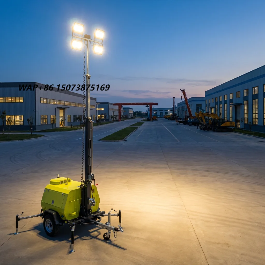 5m 7m 9m Construction Portable Led Light Tower Mast Outdoor Lighting Tower Equipment with Strong Lamp Body
