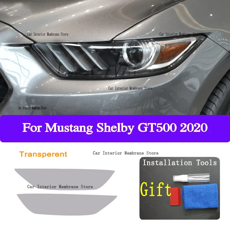 

For Mustang Shelby GT500 2020 Car Exterior Headlight Anti-scratch Front Lamp Tint TPU Protective Film Cover Repair Accessories