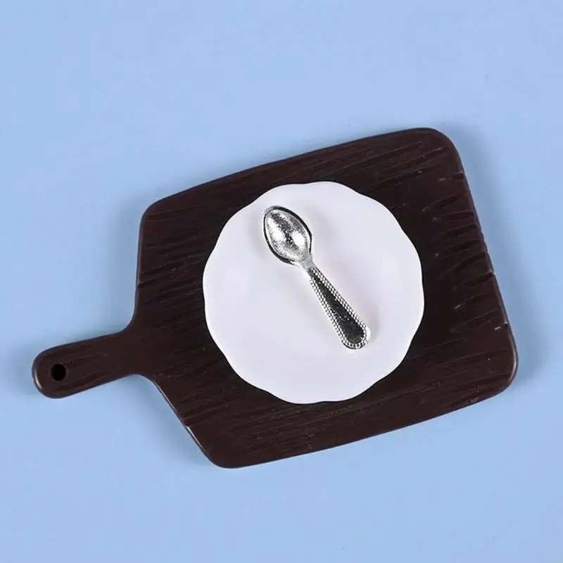 

A5YC Реалистичная ложка, миниатюрная модель кукольного домика, набор кофейных чашек, коллекция блюдец