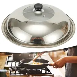 Round Pot Lids Frying Pan Covers Universal Replacement Cover Wok Lid Pot Visualized Stainless Steel Vegetable Cover