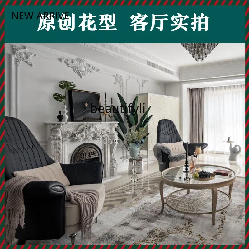 

KK32 Stone fireplace French marble fireplace European modern light luxury carved fireplace rack