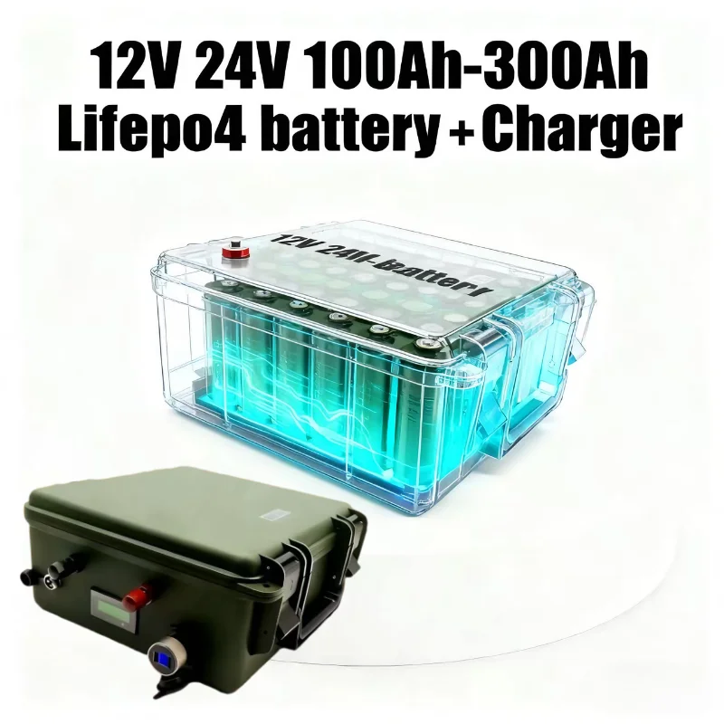 12V/24V Lifepo4 Lithium Iron Phosphate Battery Pack (100Ah-400Ah) – Smart Bluetooth BMS (Real-Time Monitoring) | Ideal for Mari