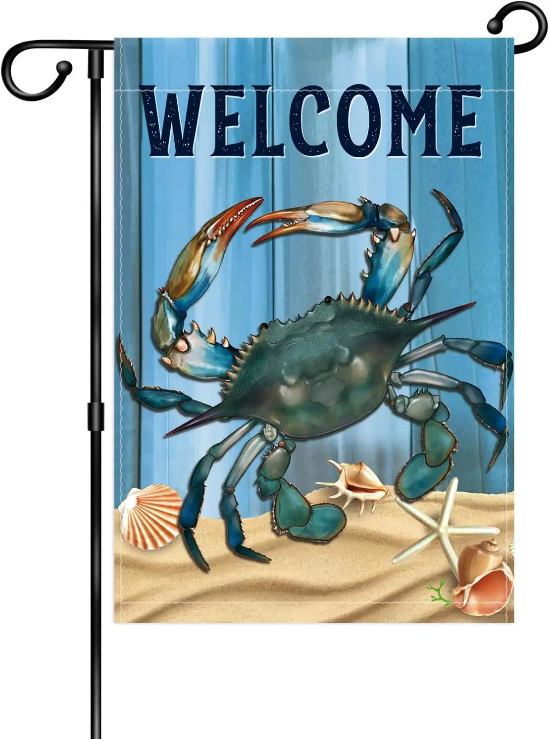 WHPCT Crab Garden Flag,Welcome to Undersea World Garden Flag,Marine Life Yard Porch, Party Holiday Decor, Vertical Double Side 1