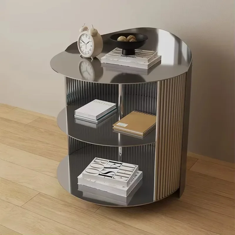 Small apartment stainless steel bedside table modern design, living room storage