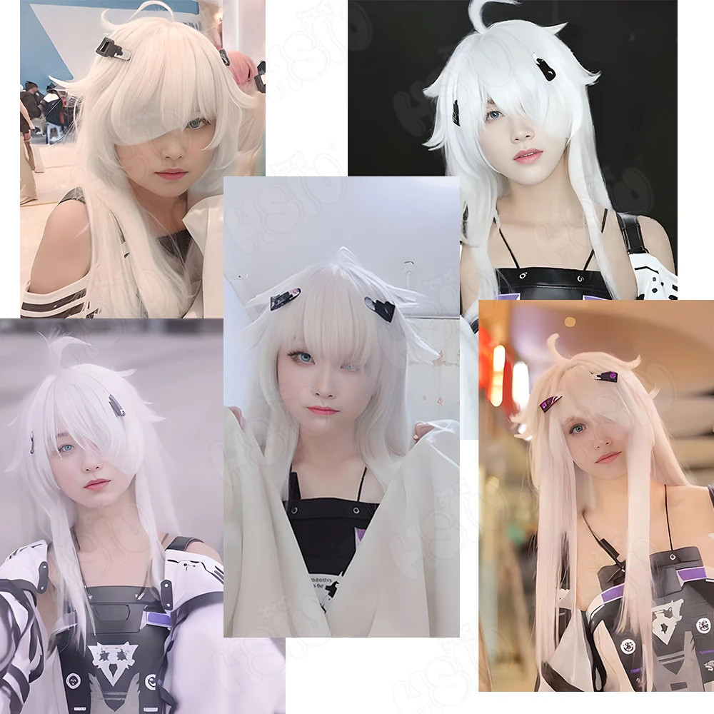 Game Punishing Gray Raven No.21 XXI Cosplay Wig HSIU 100cm White jade perm craft long hair Heat Resistant Synthetic Wig+Wig cap