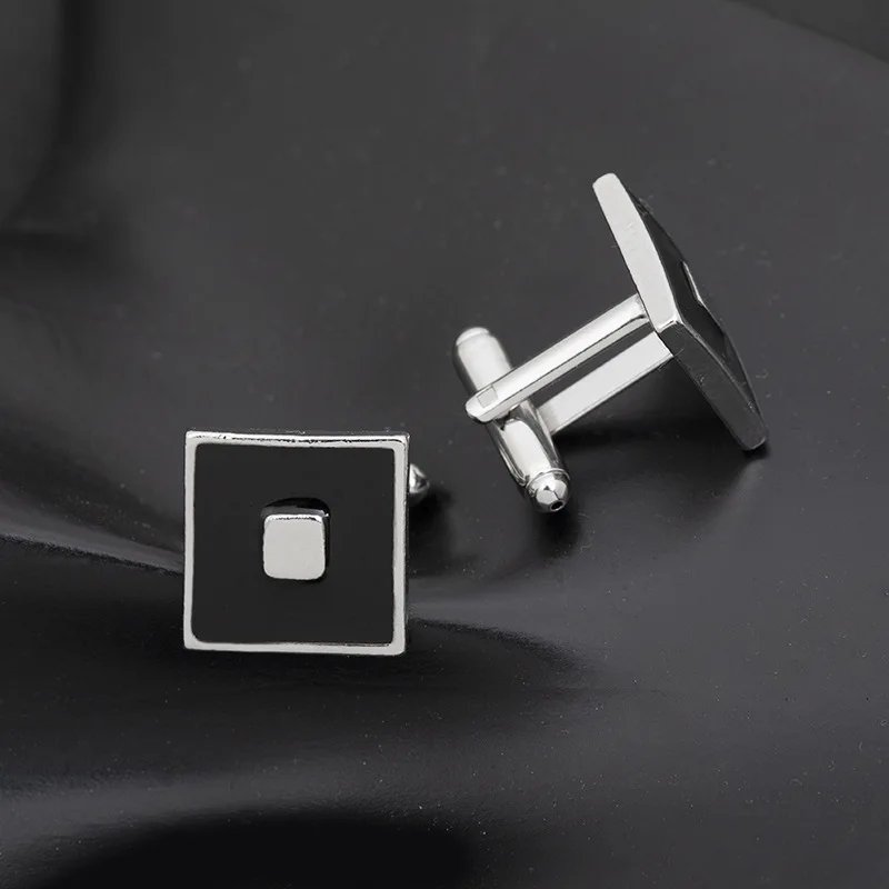 Fashion Simple Versatile Man's Black Geometric Alloy Cufflinks Woman's Business Wedding Casual Shirts Sleeve Studs