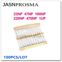 JASNPROSMA osiowy monolityczny kondensator ceramiczny 100 sztuk 50V 22NF 47NF 100NF 220NF 470NF 1UF 223 473 104 224 474 105 10% K 20% M