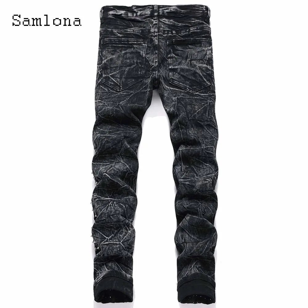 Men New Sexy Dance Rivets Jeans Denim Pants Mens Casual Pantalon 2025 European and American style Fashion Hip Hop Demin Trousers