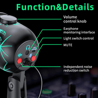 V5 USB Condenser Microphone Computer Recording Cell Phone Live K Song Noise Reduction Game Gaming Luminous RGB Microphone