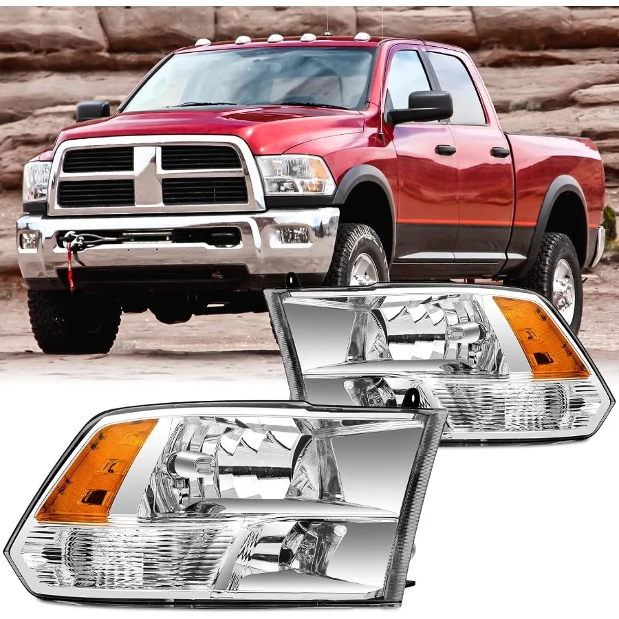 

2 шт. фары в сборе для 20092018 Dodge Ram 1500 2500 3500 и 20192022 Ram 1500 Classic, сменные фары с хромированным H