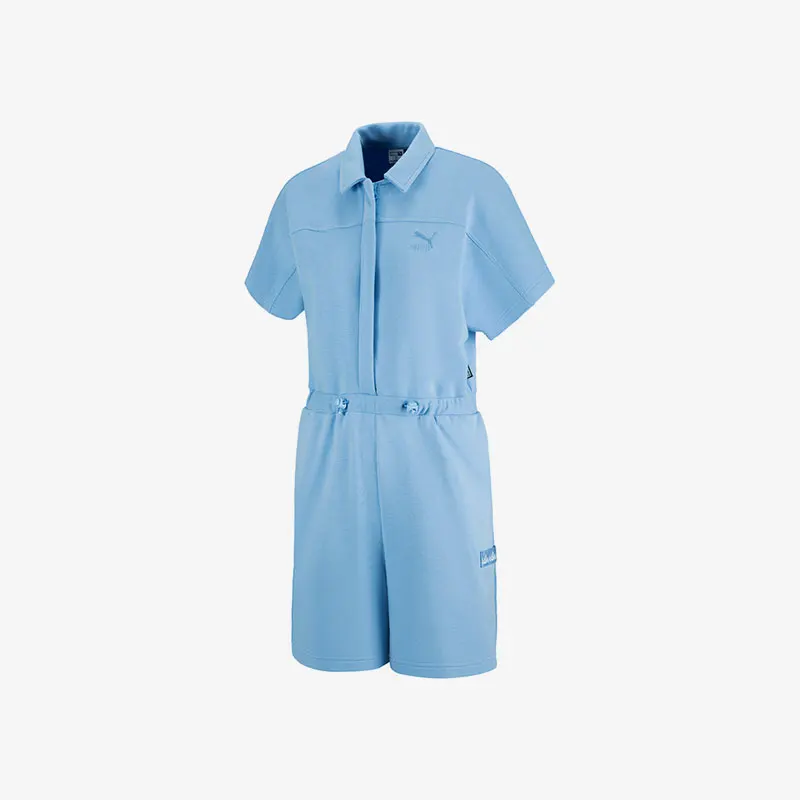 

Puma натуральный повседневный женский спортивный комбинезон с дышащим воротником и короткими рукавами 621935-93