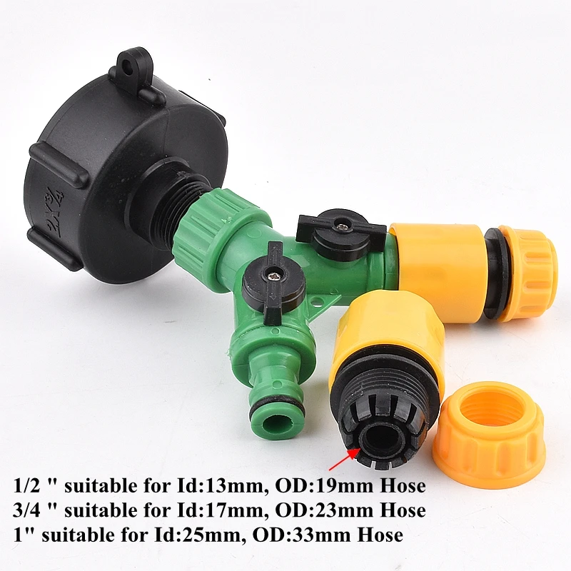 S60*6 Garden Irrigate Water Shunt Hose Quick Connectors IBC Water Tank Ton Barrel Joint Bucket Water Pipe Shunt Regulating Valve