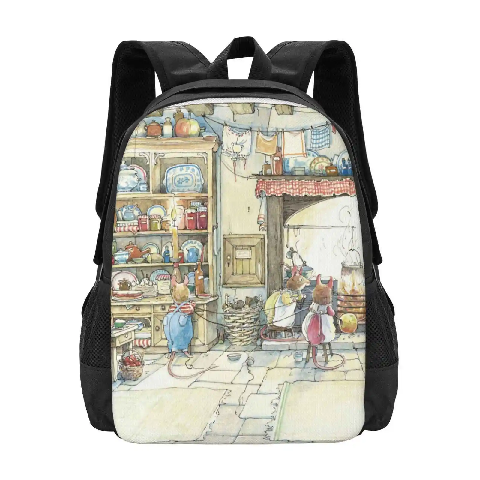 The Kitchen At Cottage Teen College Student Backpack Pattern Design Bags Brambly Hedge Jill Barklem English Quintessential