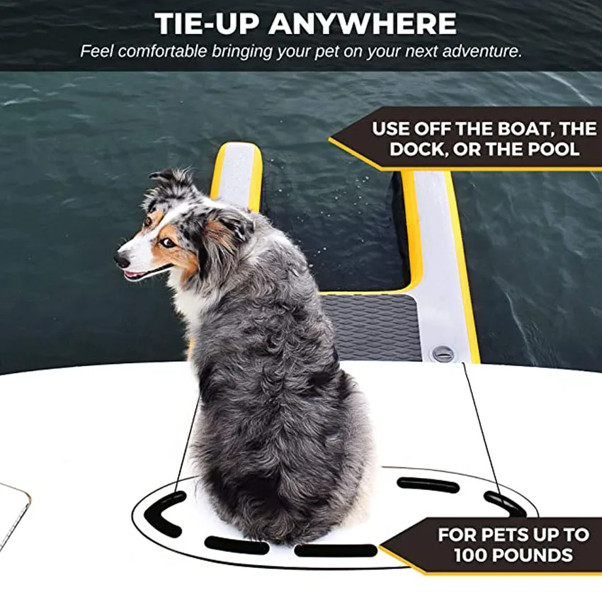 Opblaasbare Pup Plank Pet Ramp, Hond Op Water Luchthelling, Drijvend Dok, Zomer Huisdier Recreatie, Binding-Downs