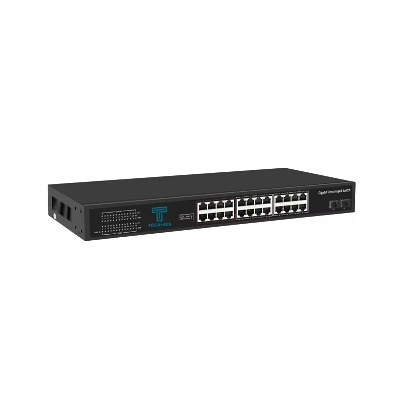 1U Rack-Mount Gigabit 24 Port 10/100/1000M SFP Network Switch with Vlan Flow Control Function 56Gbps Bandwidth