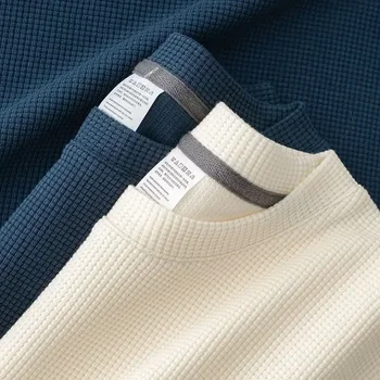 Men's New Summer Waffle Round Neck Short Sleeve T-Shirt Comfortable Breathable…