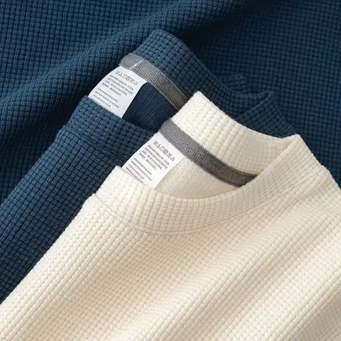 Men's T-Shirt Summer Men's New Summer Waffle Round Neck Short Sleeve T-Shirt Comfortable Breathable Short-Sleeved Top for Casual Wear
