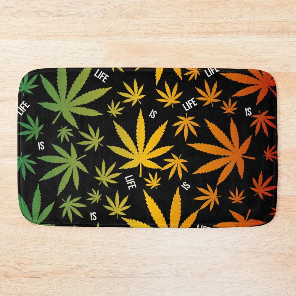 

Rasta Colour Gradient Weed Leaf With White Is Life Bath Mat Bathroom Deco Mats For Bathroom And Toilet Mat