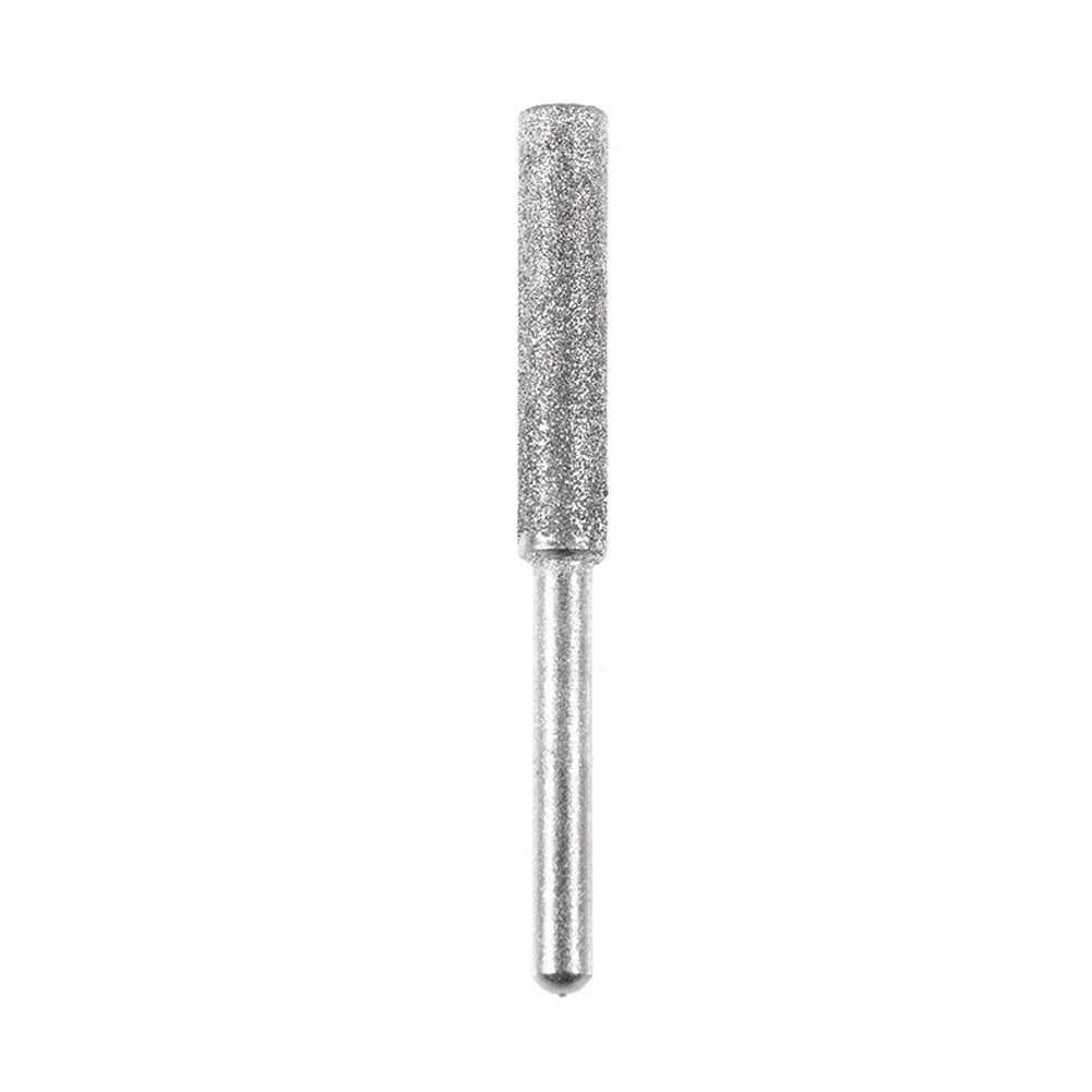 8pcs 4mm Diamond Coat Cylindrical Burr Drill Bit Stone Round File Fits Diamond Grinding Rod Mill Rotary File Carving Tool