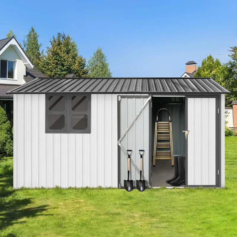 10x12 FT Outdoor Storage Shed Heavy-Duty Unit with Window,Door and Vents,for Storing Bicycles,home.