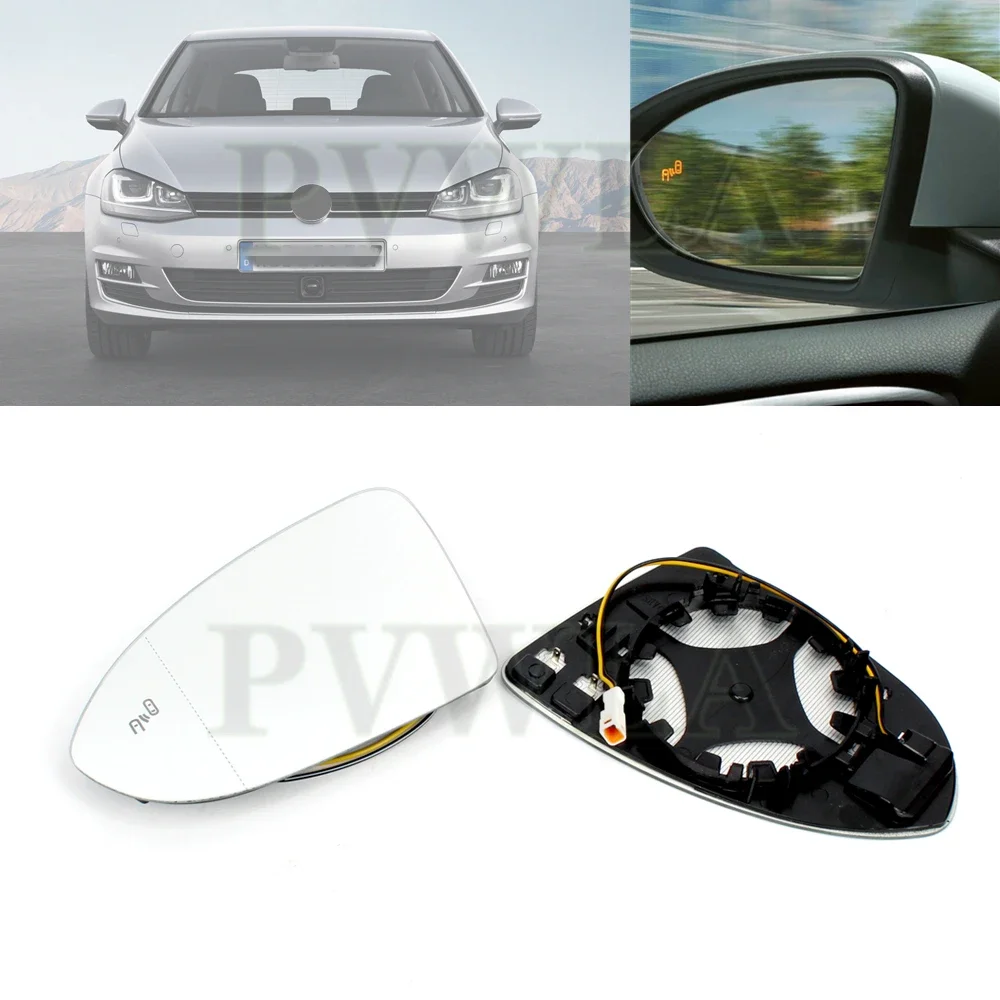 

Front Door Side Heated Mirror Glass Rear-view With BSD For VW Golf 7 7.5 2013 2014 2015 2016 2017 2018 2019 2020