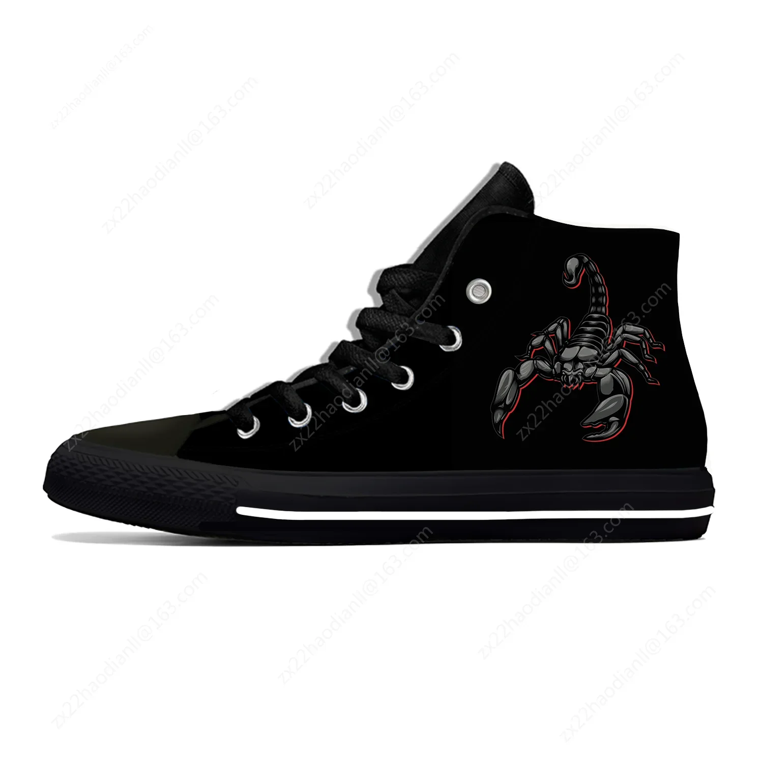 Animal Scorpion Pattern Lightweight Cloth 3D Print Funny Fashion High Top Canvas Shoes Mens Womens Casual Breathable Sneakers