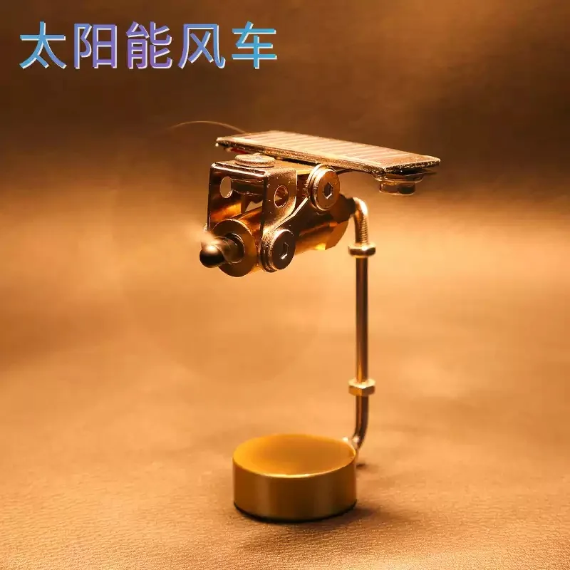 Solar Powered Car Ornament Metal Model Decor Rotatable Fan Blade Creative Interior Decoration For Men