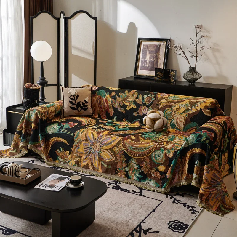 Light Luxury Sofa Cover Cloth Blanket Large Flower Sofa Towel Dirty and Anti-cat Scratch Sofa Cushion Anti-slip