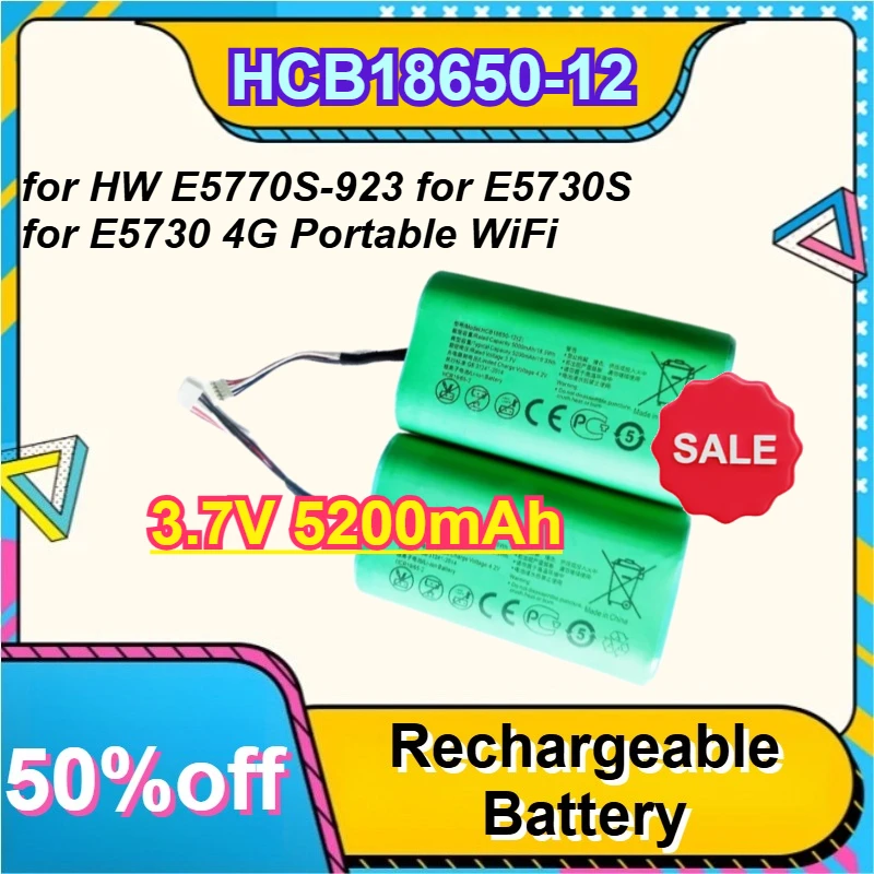 

HCB18650-12 Battery 3.7V 5200mAh for HW E5770S-923 for E5730S for E5730 4G Portable WiFi