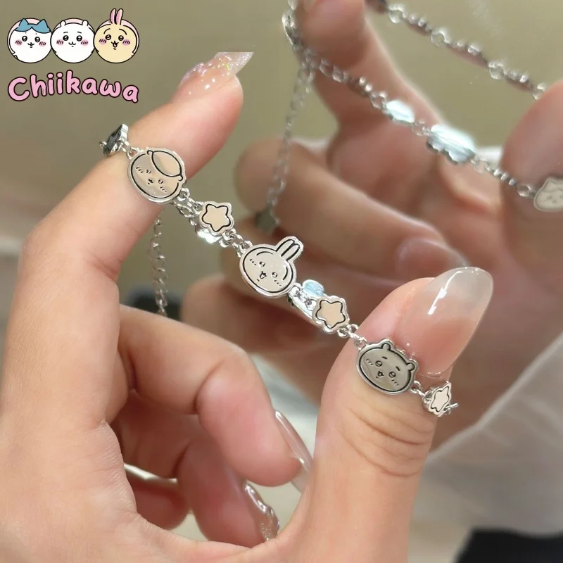 

Chiikawa Hachiware Bracelet Female Niche Usagi Cartoon Birthday Gift for Girl Boy Holiday Gift Cartoon Metal Bracelet Accessorie