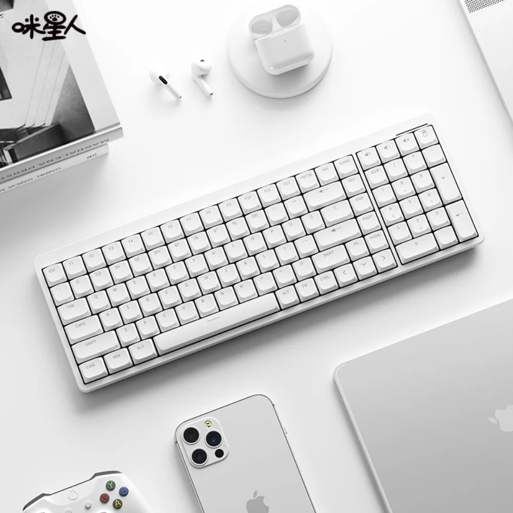 Mixingren Mechanical Keyboard Tri-Mode Bluetooth Wireless Low Profile Portable Keyboard Baterai Tahan Lama Aksesori Kantor PC