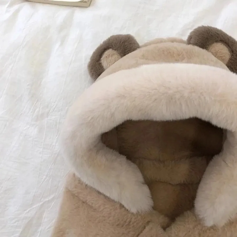 야외 겨울 일체형 스카프 모자 두꺼운 스카프 후드 캡 귀 보호 부드러운 모자 스카프 세트 자전거 모자