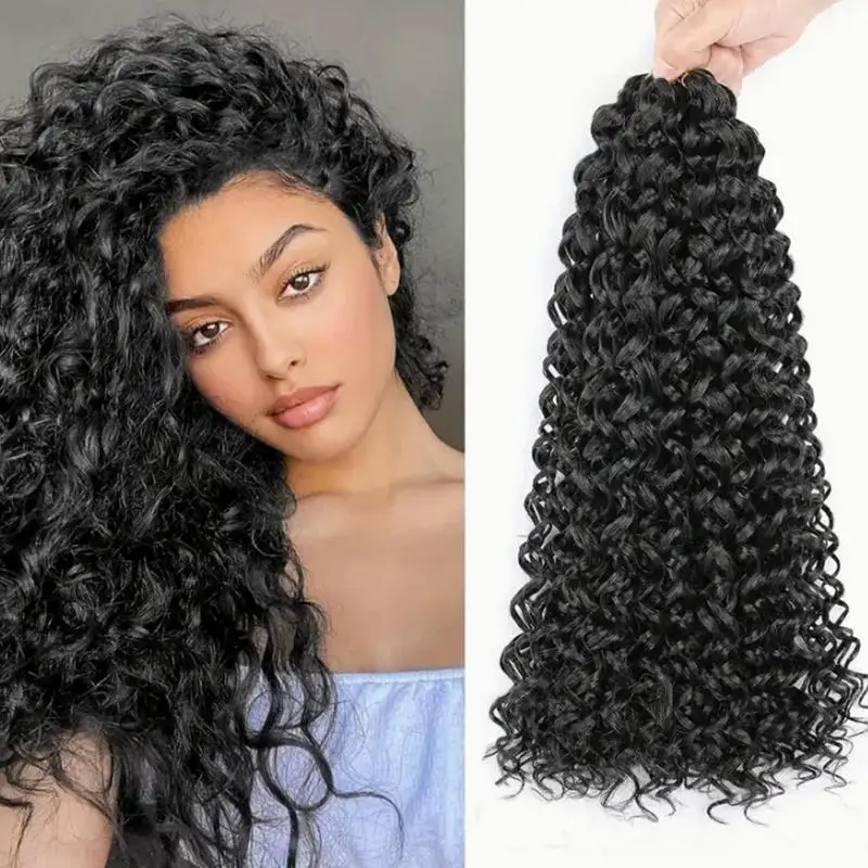 14 Inch Freetress Gogo Curly Hair Water Wave Crochet Braid Synthetic Bohemian Deep Wave Braiding Hair Extensions Curl Hair