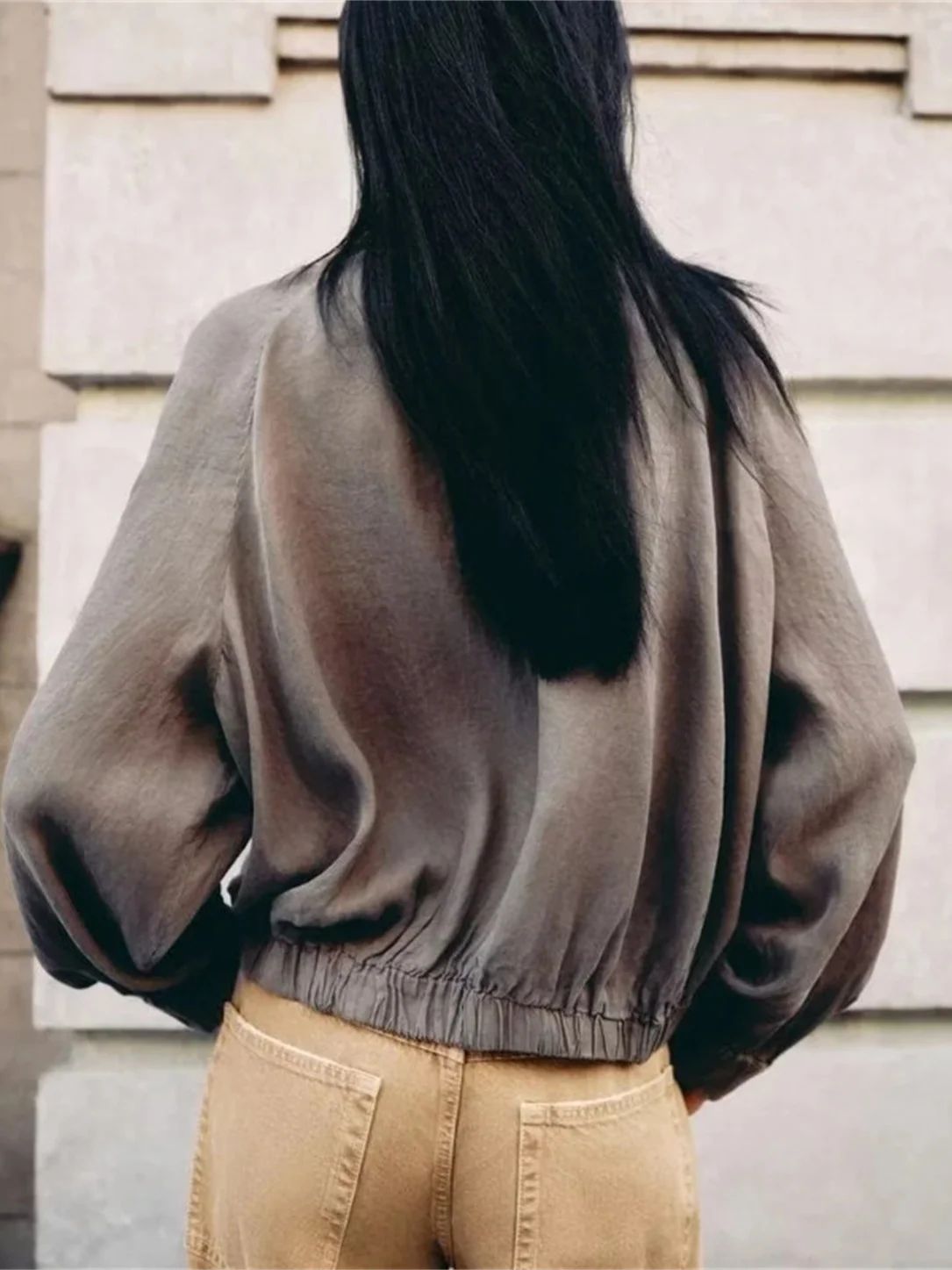 Nouveau automne Faion femmes décontracté Sle Long Sve pilote Jaet manteau drapé col montant vêtements d'extérieur trajet Sle coupe ajustée