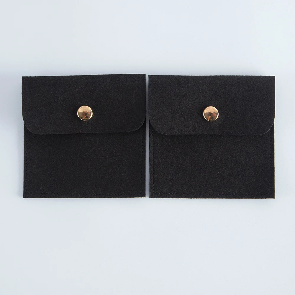 5pcs Beige Microfiber Jewelry Snap Bags for Storage