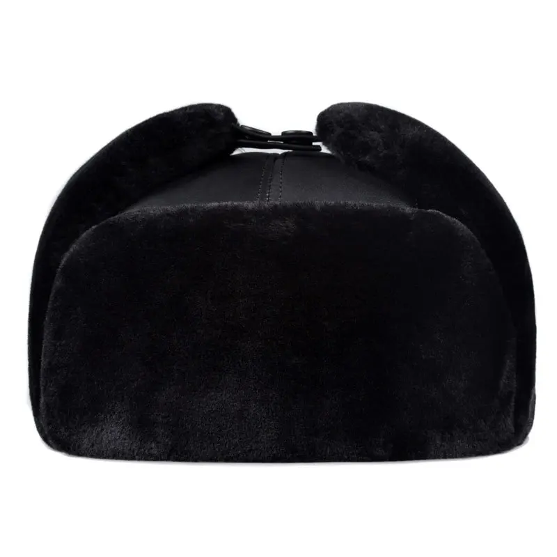 وصول جديد للرجال قبعة الشتاء جلد طبيعي | قبعة صياد سميكة مبطنة بالصوف من جلد البقر العلوي، قبعة مقاومة للبرودة #5