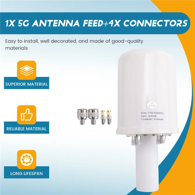 advanced-mesh-dual-polarization-5g-antenna-feed-horn-1700-4200mhz-wifi-3g-4g-5g-parabolic-dish-reflector-2x-32dbi-only-feed